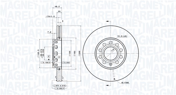Диск тормозной MAGNETI MARELLI 360406001301