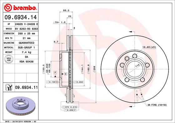 Диск тормозной AP 24628V
