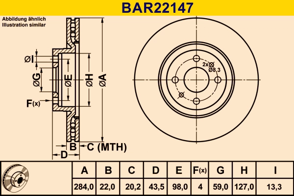 Диск тормозной BARUM BAR22147