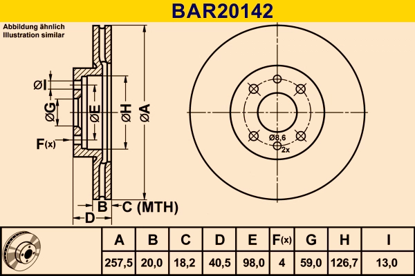 Диск тормозной BARUM BAR20142