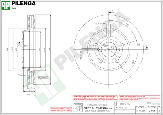 Диск тормозной PILENGA V358