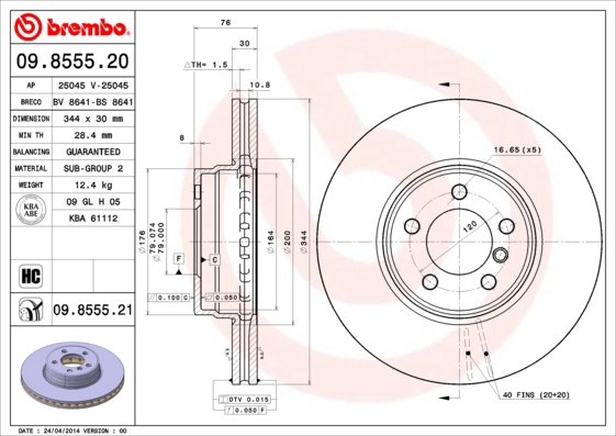 Диск тормозной BRECO BS 8641