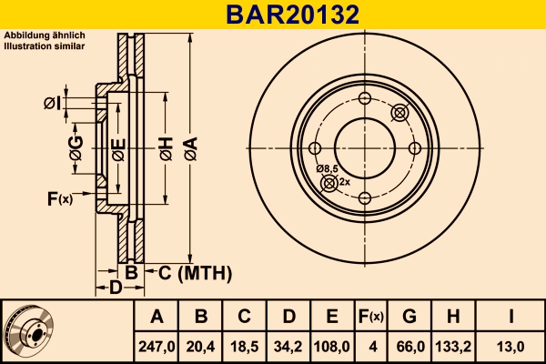 Диск тормозной BARUM BAR20132