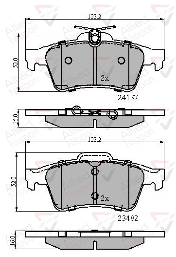 Колодки тормозные дисковые ALLIED NIPPON ADB01599