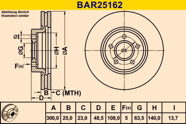 Диск тормозной BARUM BAR25162