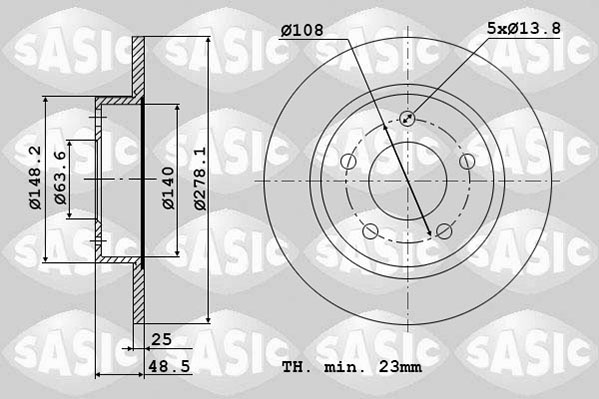 Диск тормозной SASIC 6106010