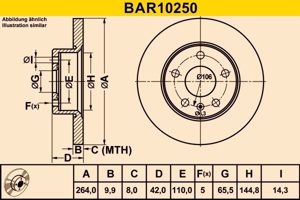 Диск тормозной BARUM BAR10250