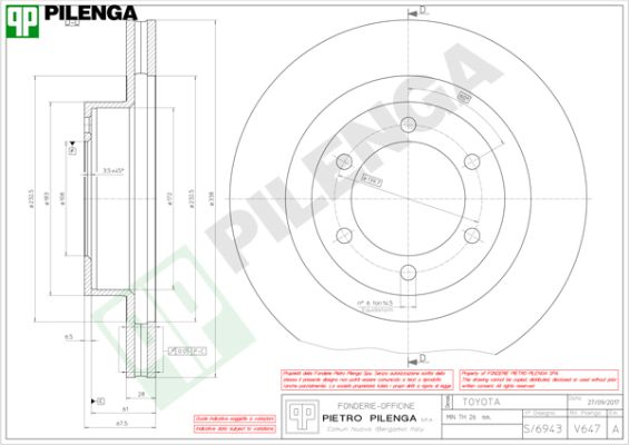 Диск тормозной PILENGA V647