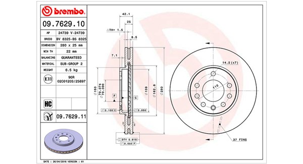 Диск тормозной MAGNETI MARELLI 360406038800