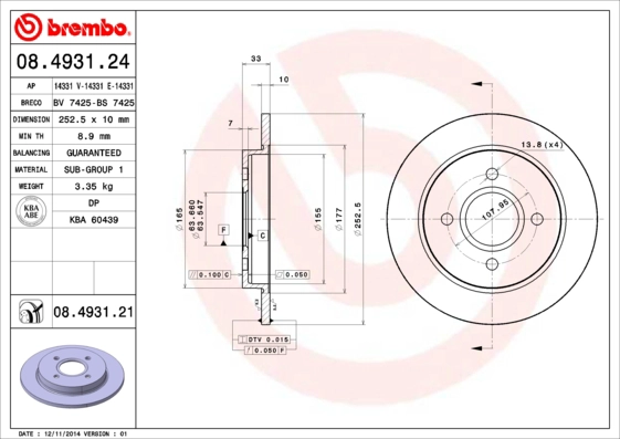 Диск тормозной BRECO BS 7425