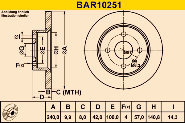 Диск тормозной BARUM BAR10251