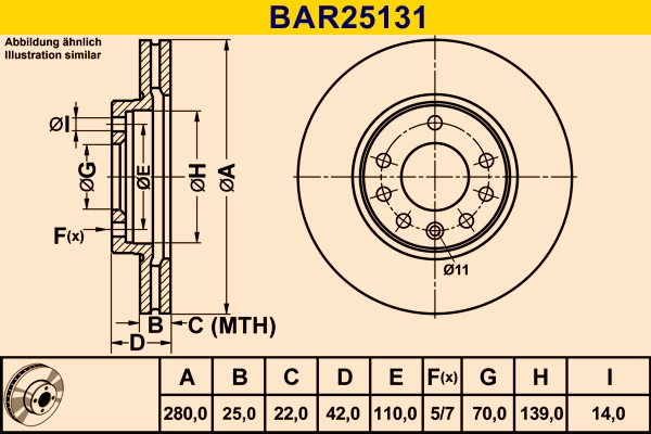 Диск тормозной BARUM BAR25131