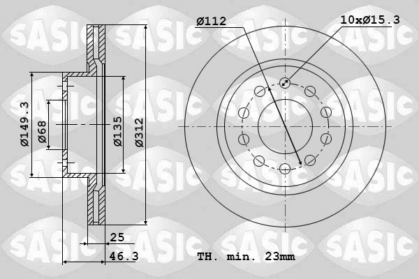 Диск тормозной SASIC 9004903J