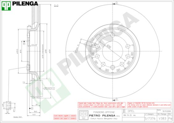 Диск тормозной PILENGA V383