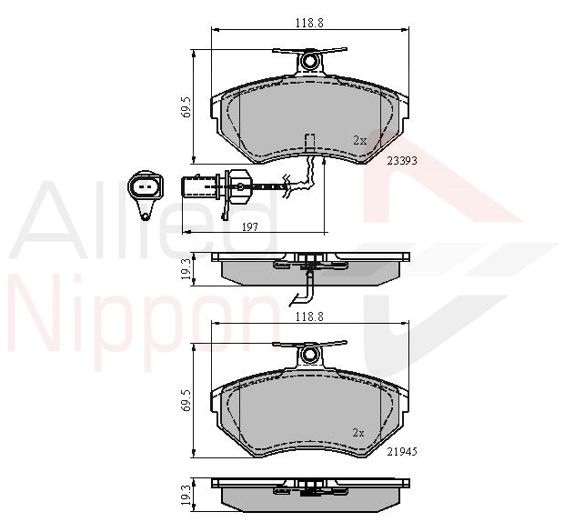Колодки тормозные дисковые комплект ALLIED NIPPON ADB1736
