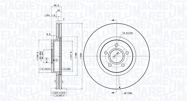 Диск тормозной MAGNETI MARELLI 360406077900