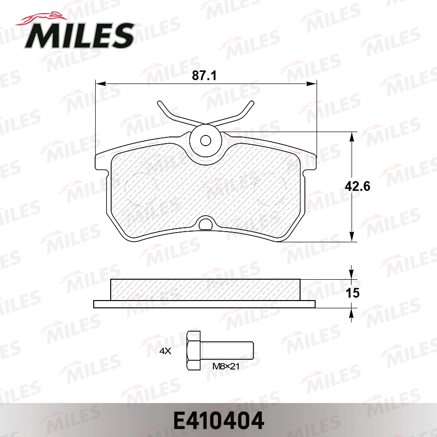 Колодки тормозные ford focus 9805/fiesta 12- задние MILES E410404