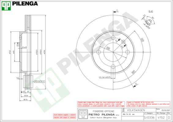 Диск тормозной PILENGA V152