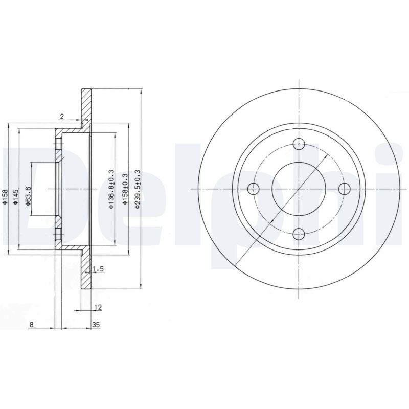 Диск тормозной DELPHI BG3055