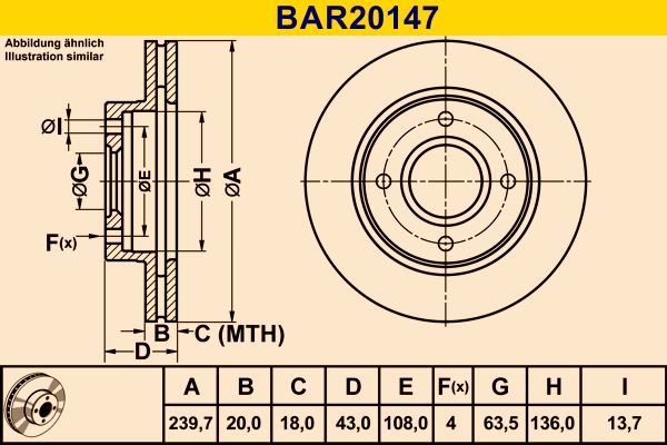 Диск тормозной BARUM BAR20147