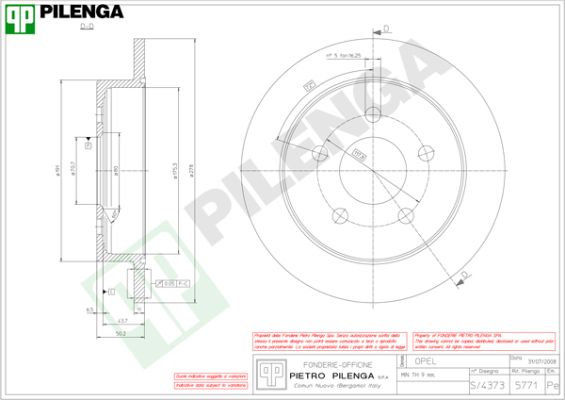 Диск тормозной PILENGA 5771