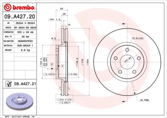 Тормозной диск BRECO BV8834