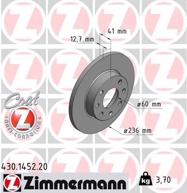 Диск тормозной ZIMMERMANN 430145220