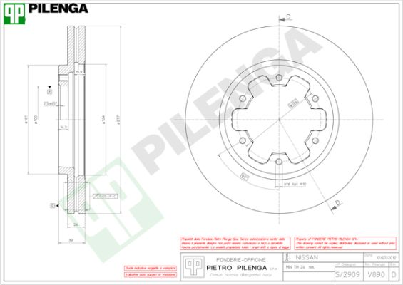 Диск тормозной PILENGA V890