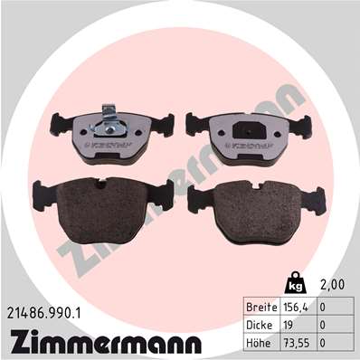 Колодки тормозные дисковые ZIMMERMANN 214869901
