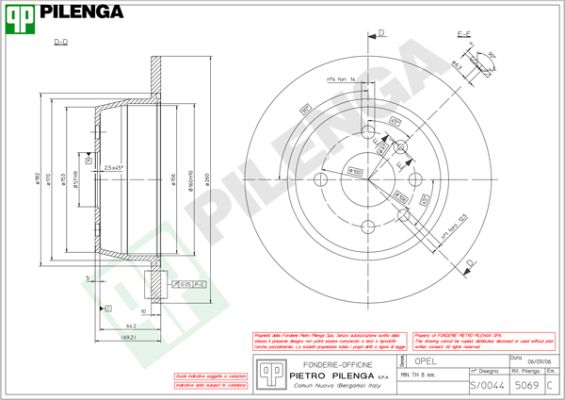 Диск тормозной PILENGA 5069