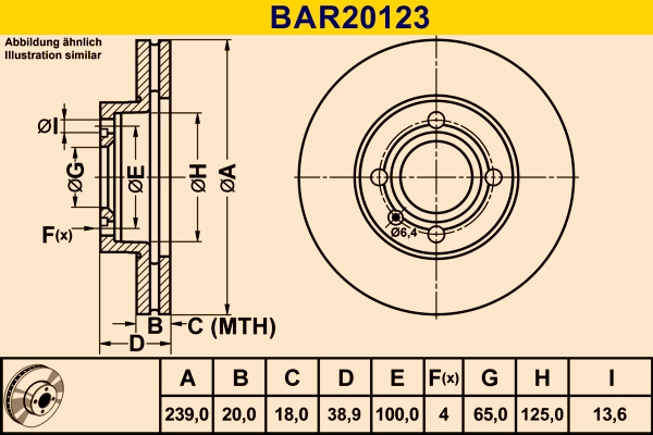 Диск тормозной BARUM BAR20123
