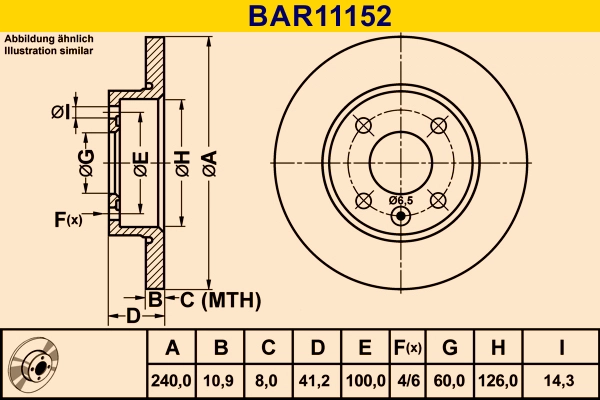 Диск тормозной BARUM BAR11152