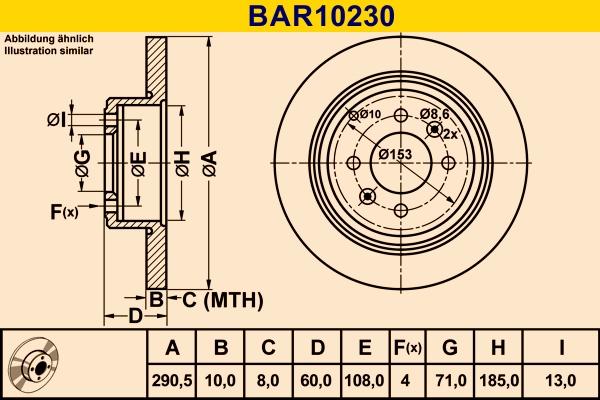 Диск тормозной BARUM BAR10230