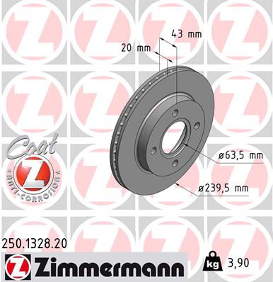 Диск тормозной ZIMMERMANN 250132820