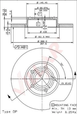 Диск тормозной VILLAR 628.1709