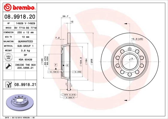 Диск тормозной BRECO BV 7719