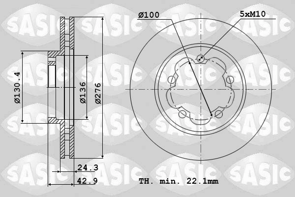 Диск тормозной SASIC 9004909J