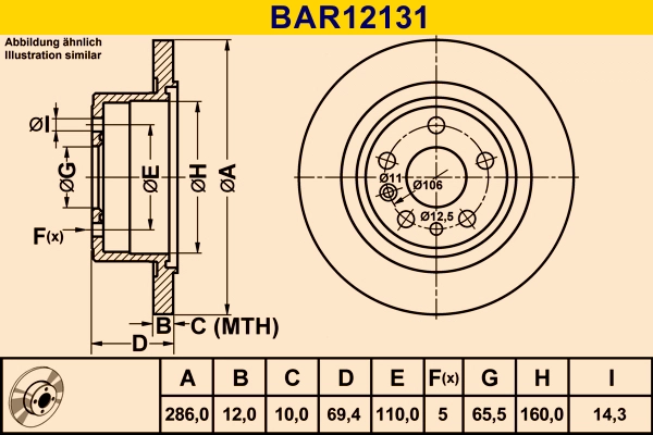 Диск тормозной BARUM BAR12131