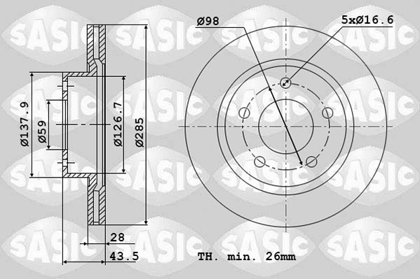 Диск тормозной SASIC 2464P24J