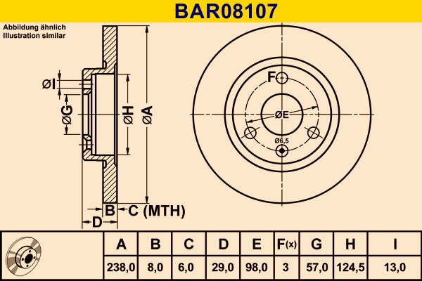 Диск тормозной BARUM BAR08107