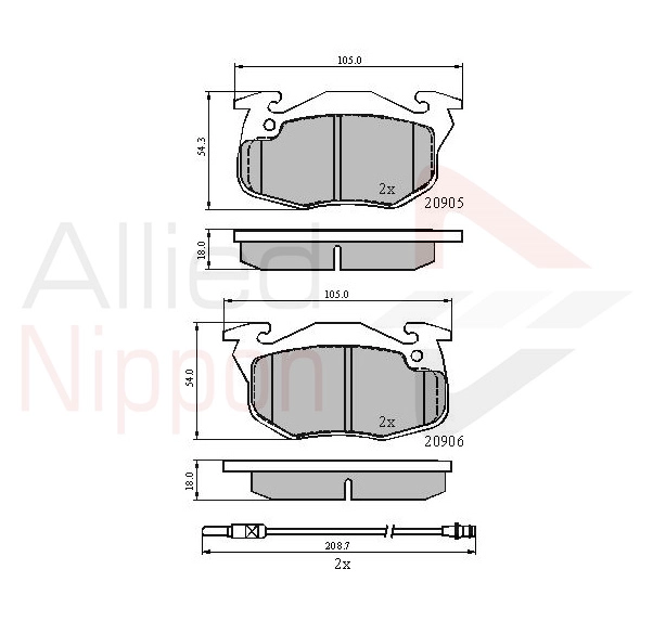 Колодки тормозные ALLIED NIPPON ADB2258