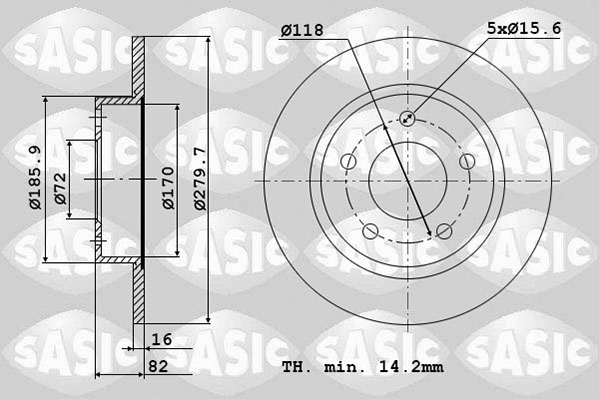 Диск тормозной SASIC 2464Y94J
