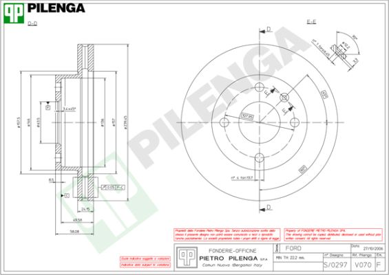 Диск тормозной PILENGA V070