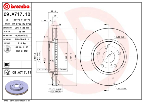 Диск тормозной BREMBO 09.A717.10