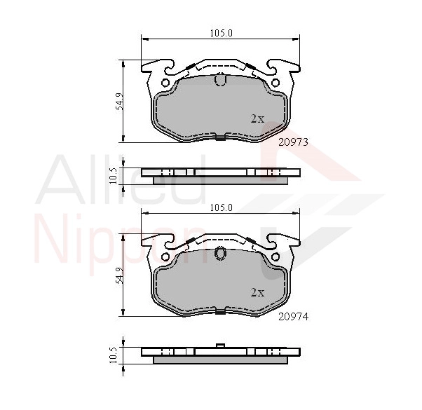 Комплект тормозных колодок дисковый тормоз ALLIED NIPPON ADB0522