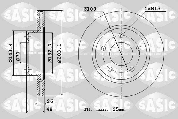 Диск тормозной SASIC 2464V44J