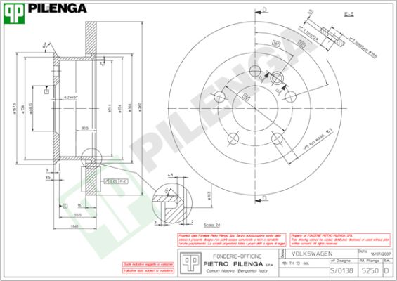 Диск тормозной PILENGA 5250