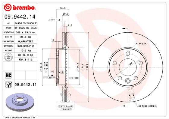 Тормозной диск BRECO BV8505