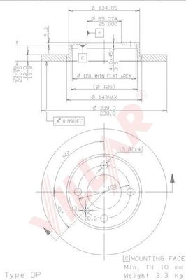 Диск тормозной VILLAR 628.0152