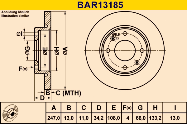 Диск тормозной BARUM BAR13185
